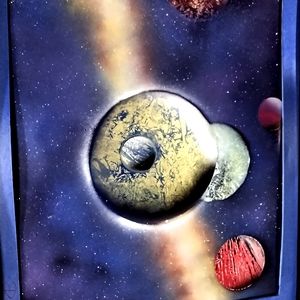 25x30 spray paint art( space& planets scene)